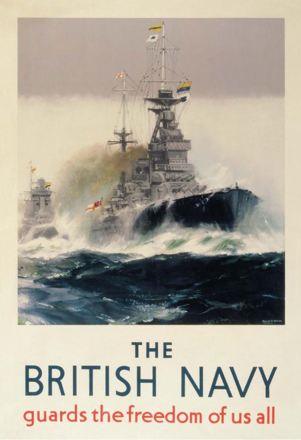 British Navy Mounted Print