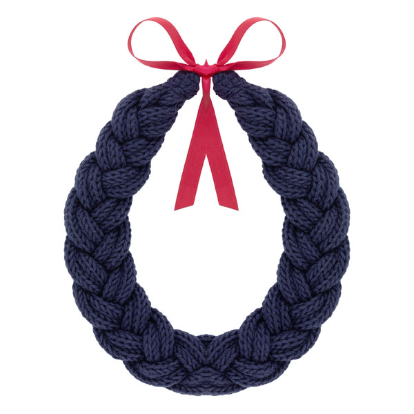 Knitted plait necklace navy