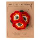 Red flower corsage crocheted brooch