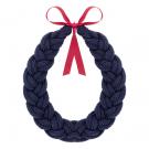 Knitted plait necklace navy